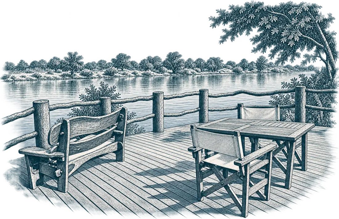 Riverside lodge veranda overlooking the Kafue